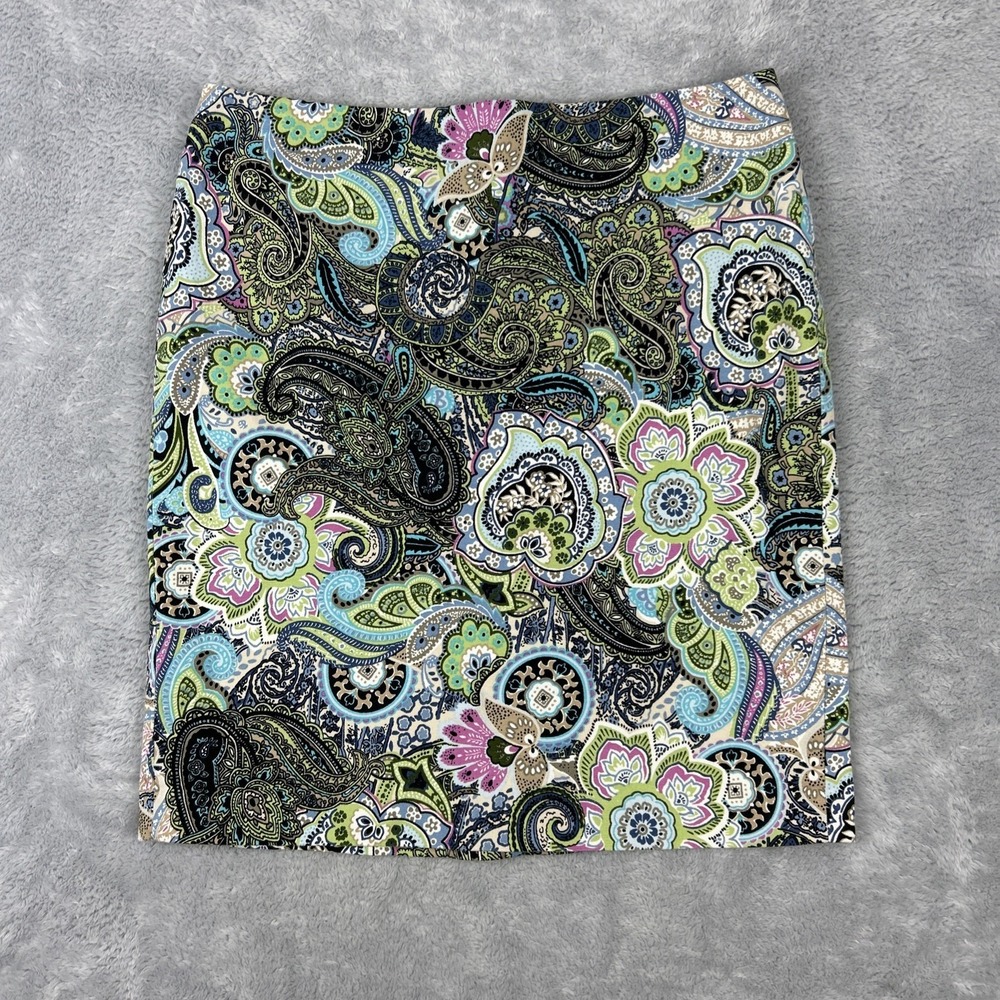 Talbots Skirt Boho Paisley Colorful Cotton Cottagecore‎ Women's Size 12P